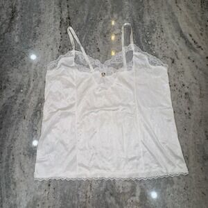 Vintage Mel-Lin Medium Camisole‎ Cropped Lace Satin Lingerie Pajamas White